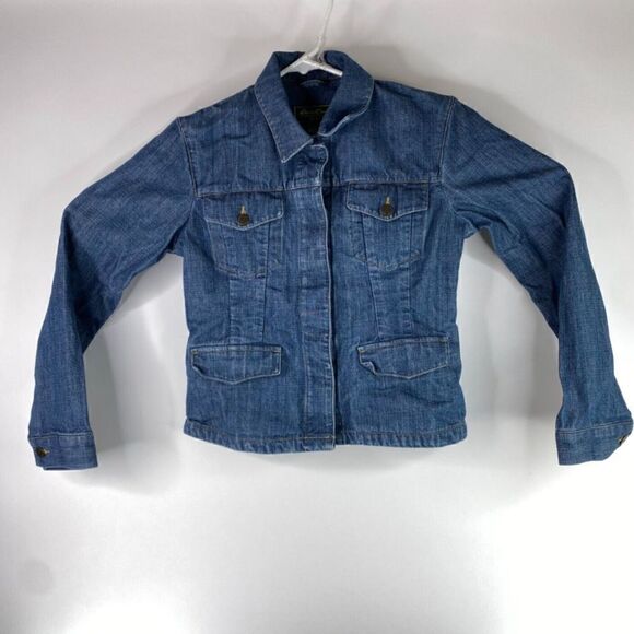 Eddie Bauer Outdoor Women’s Size Small Blue Collared Long Sleeve Denim Jacket - Picture 1 of 9
